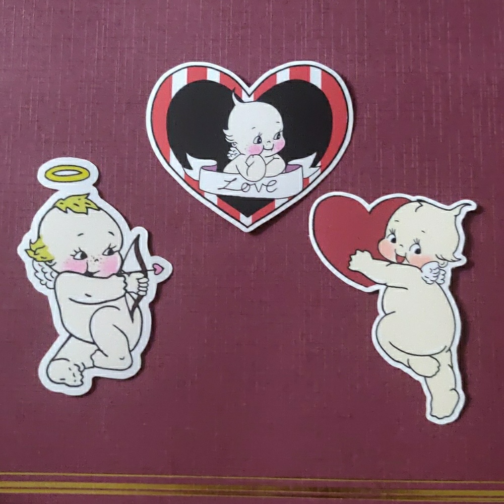 Vintage Kewpie angel sticker pack of 3